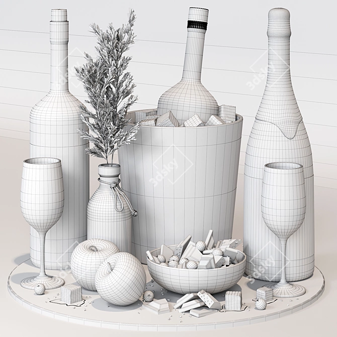 Realistic Food and Drinks Set 3D model image 8