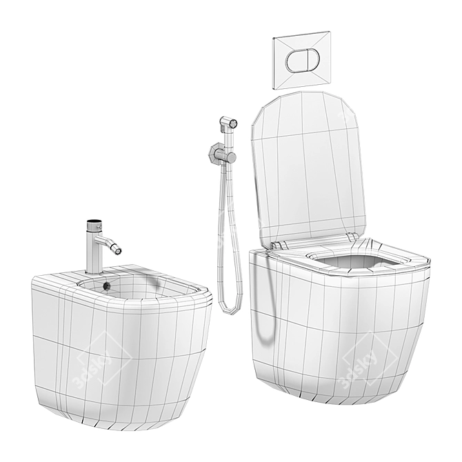 Cielo Era Contemporary Back to Wall WC & Bidet 3D model image 4