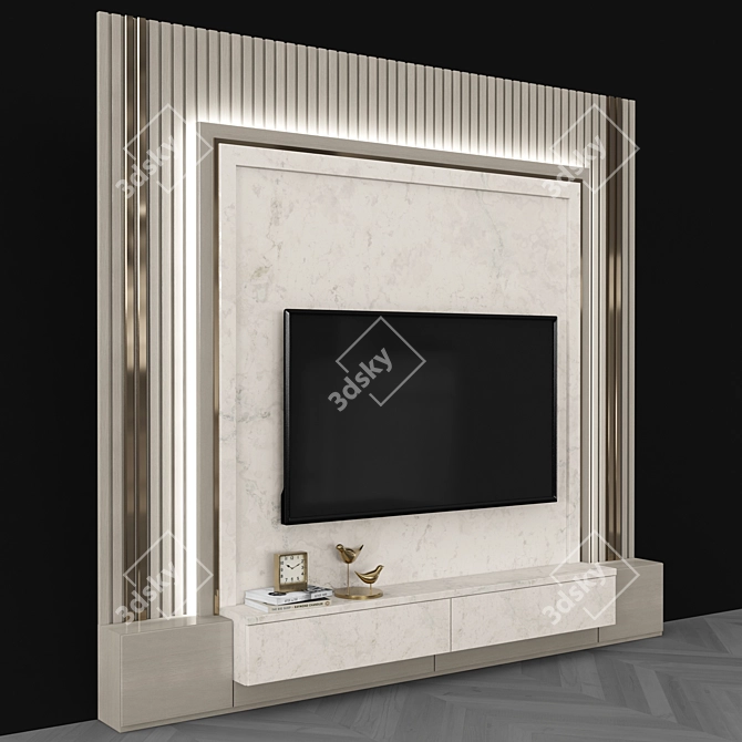 Modern TV Wall Unit Set - 65 inch TV 3D model image 2