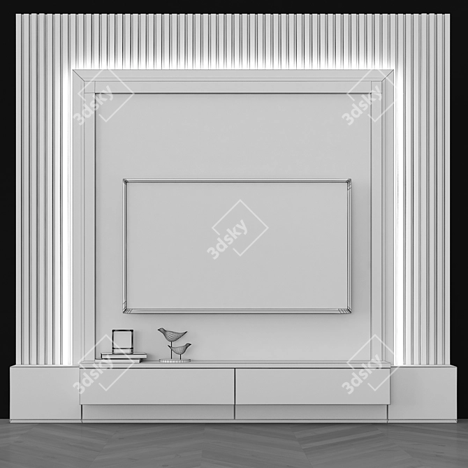 Modern TV Wall Unit Set - 65 inch TV 3D model image 4