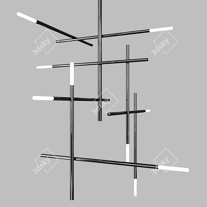 Modern Nickel Chandelier with Dimmer - Kitami 3D model image 3