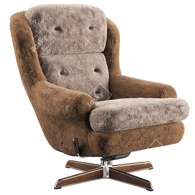 Vintage Dux Shearling Armchairs 3D model image 1