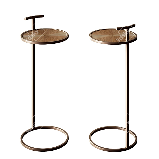 Sleek Shagreen Circular Drink Table 3D model image 1