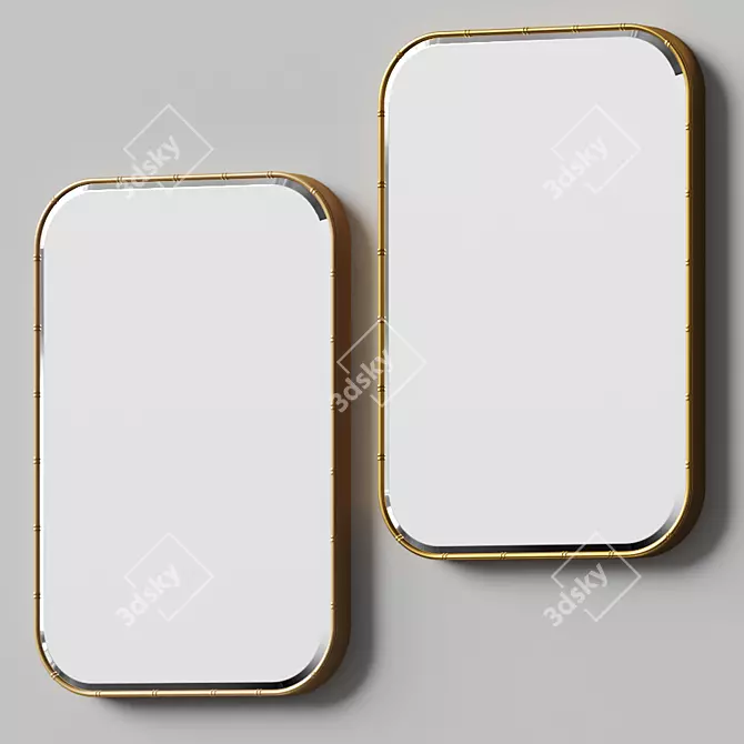 Vintage Bamboo Gold Mirror: Classic Style 3D model image 2