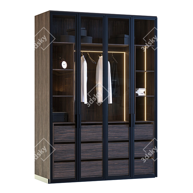 9-Drawer Cupboard with Detailed Dimensions 3D model image 1