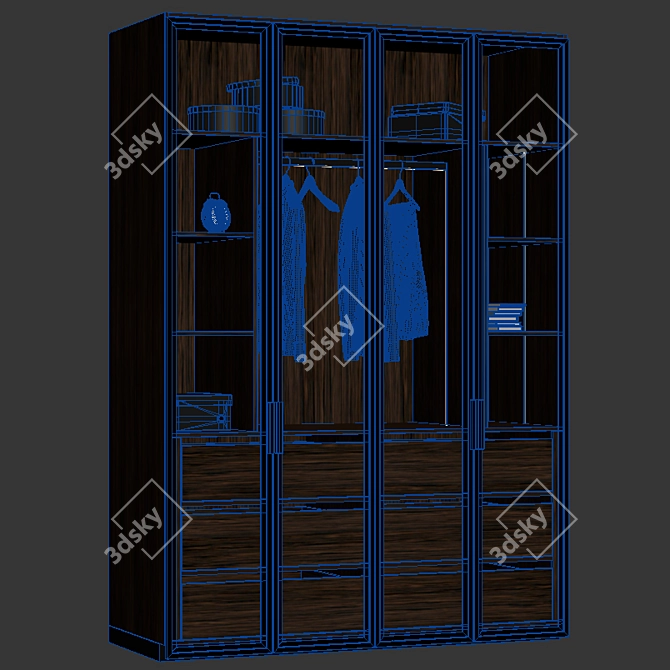 9-Drawer Cupboard with Detailed Dimensions 3D model image 4