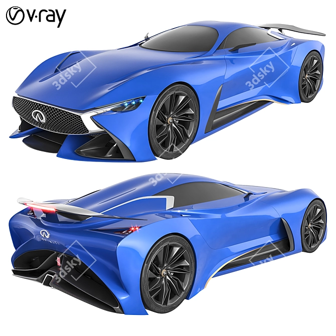 Infiniti Vision GT Blue: Futuristic Concept Car 3D model image 1