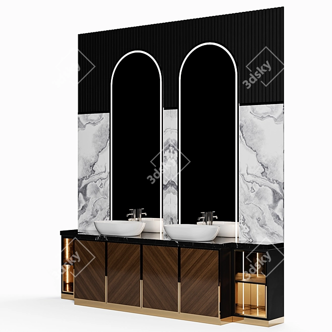 Modern Bathroom Furniture Set 3D model image 2