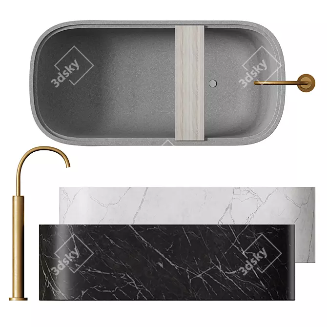 COCOON PB Bathtub: Elegant Design, Spacious Comfort 3D model image 1