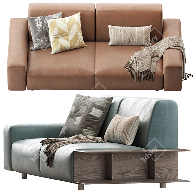 Stylish Aston Sofa: 240x103x80 cm 3D model image 3