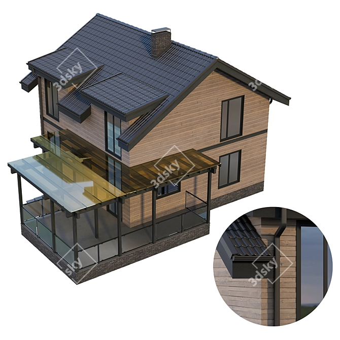 Modern Countryside Retreat with Spacious Terrace 3D model image 5