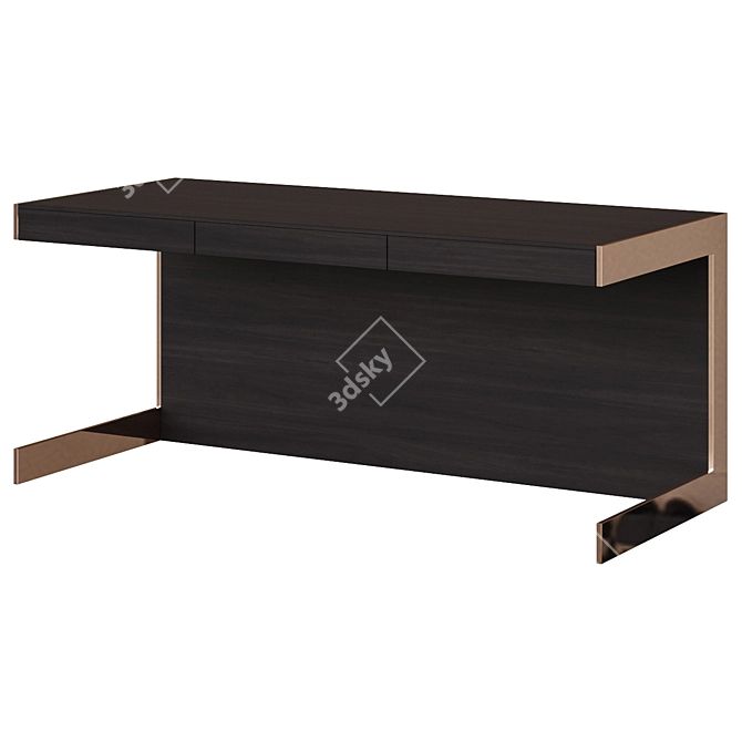 Modern Zed Writing Desk: Dub and Steel Brown/Copper Design 3D model image 1