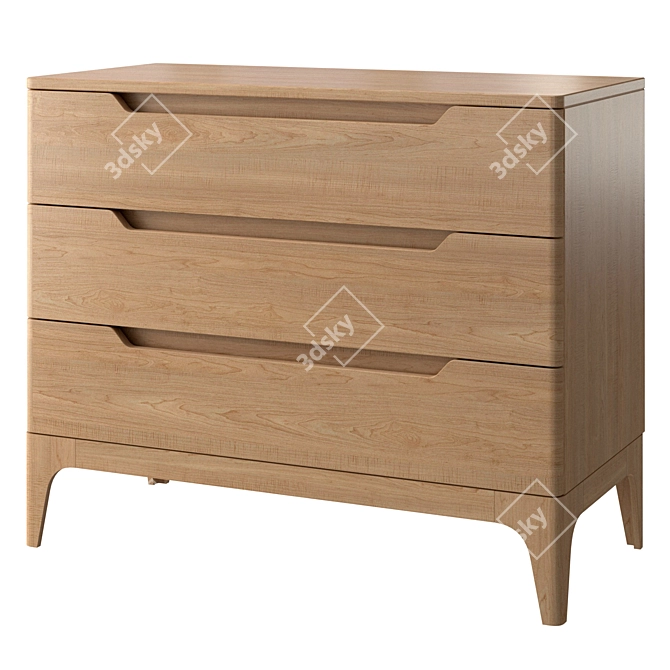 Rustic 3-Drawer Chest Douv 3D model image 1