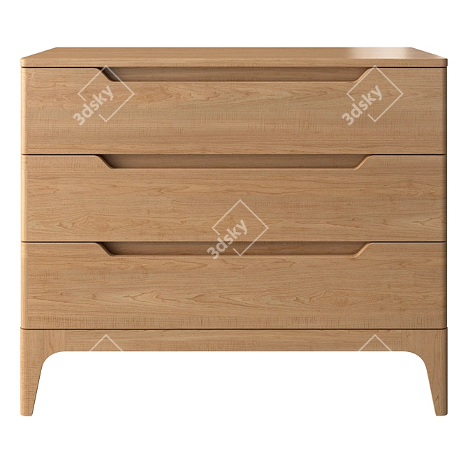 Rustic 3-Drawer Chest Douv 3D model image 2