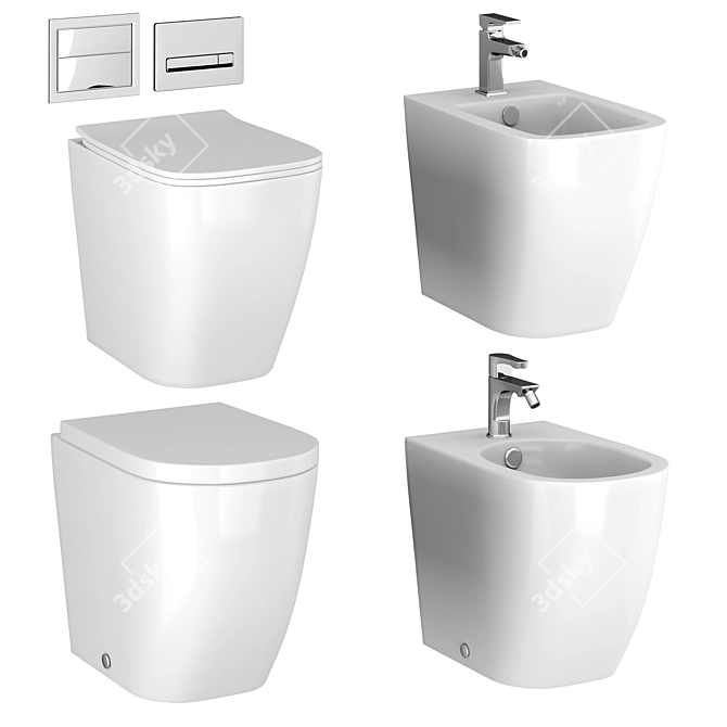 Modern Artceram Bathroom Set 3D model image 2