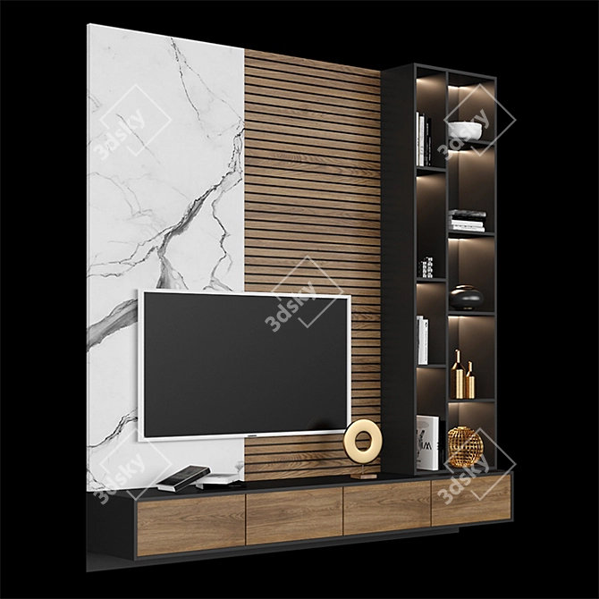 Versatile TV Stand with Bookshelf 3D model image 2