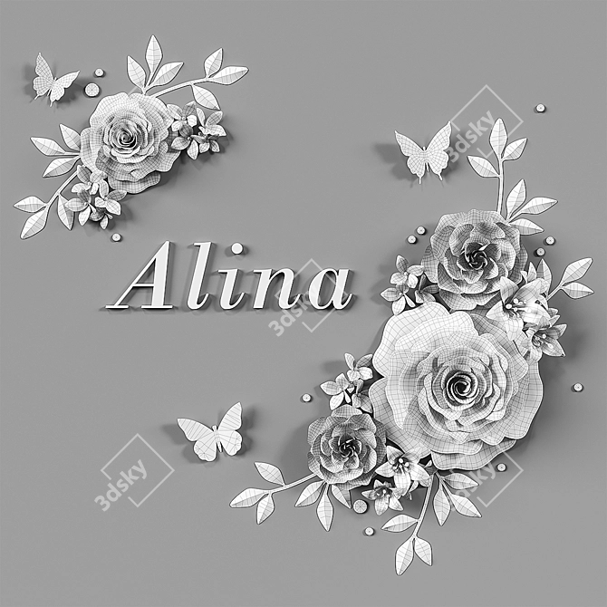 Personalized Paper Flower Composition 3D model image 3