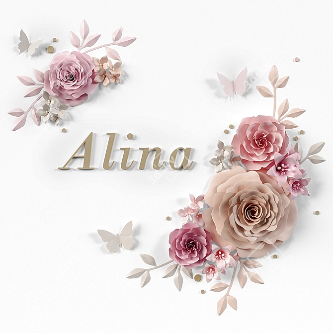 Personalized Paper Flower Composition 3D model image 4