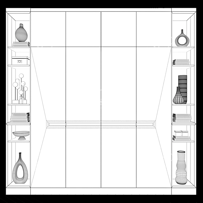 Modern 12-Shelf Wardrobe 3D model image 2