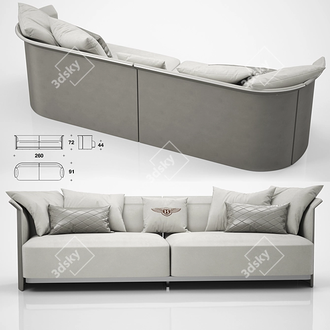 Elegant Bentley Home Ramsey Sofa 3D model image 2