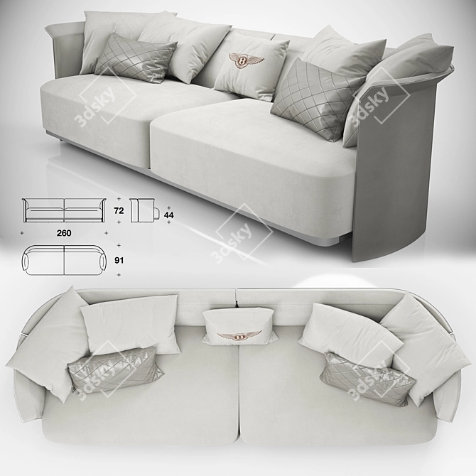 Elegant Bentley Home Ramsey Sofa 3D model image 3