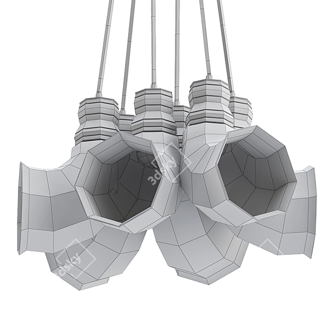 Sleek Glass Horn Pendant Light 3D model image 2