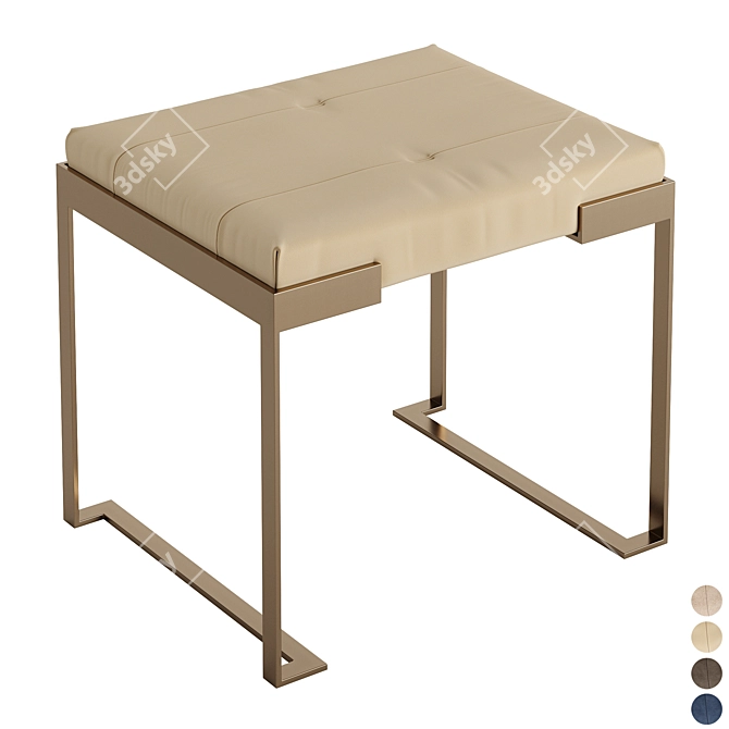 Luxury Fendi Aura Ottoman - Golden Finish 3D model image 1