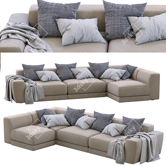 Luxurious Pasha Sofa: Sophisticated Design, Italian Craftsmanship 3D model image 1