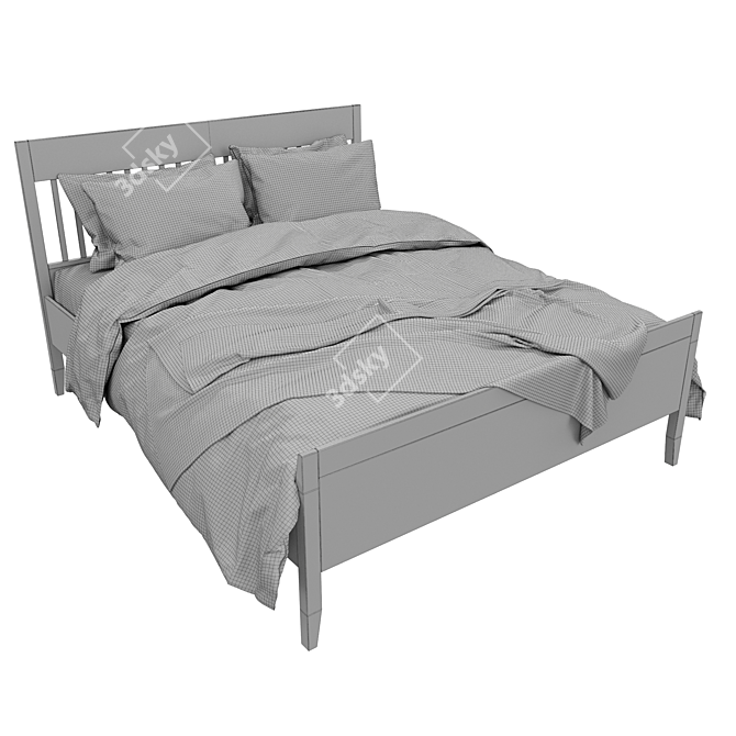 Sleek White Bed Frame | IDANAS IDANES IKEA 3D model image 8