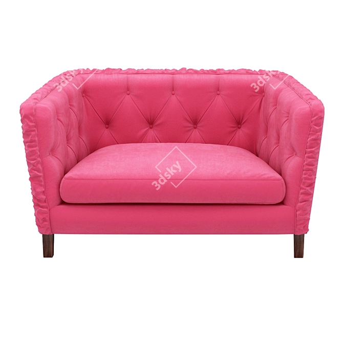 Pretty Pink Velvet Sofa 3D model image 2