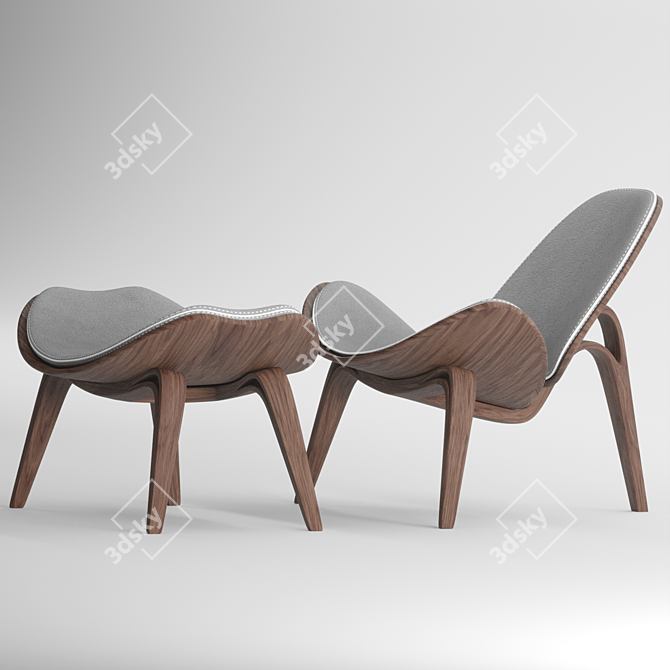 Elegant Shell Chair: Modern Comfort 3D model image 2