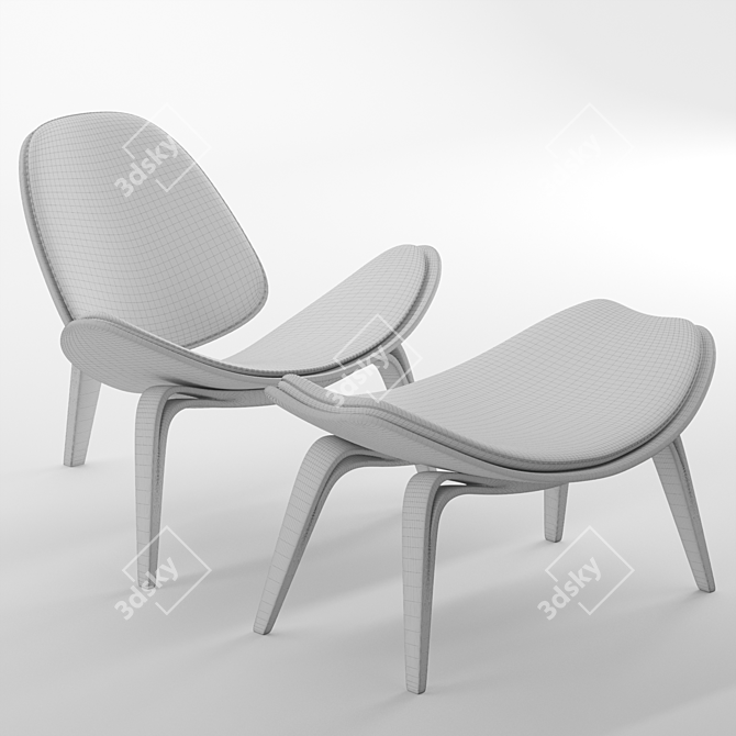 Elegant Shell Chair: Modern Comfort 3D model image 5