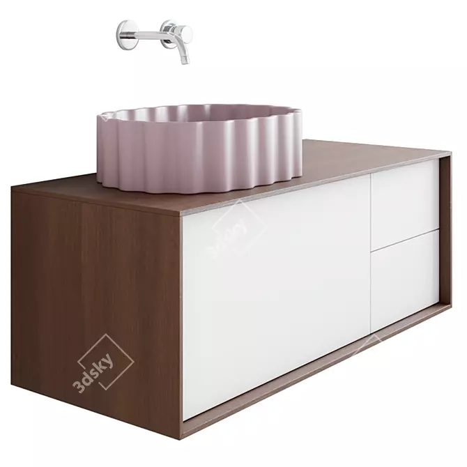 Elegant Conchiglia Washbasin & Atollo Cabinet 3D model image 4