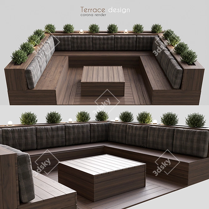 Outdoor Oasis: Designer Terrace with Corona Render 3D model image 1
