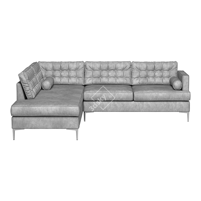 Elegant Gray Velvet Sofa 3D model image 2