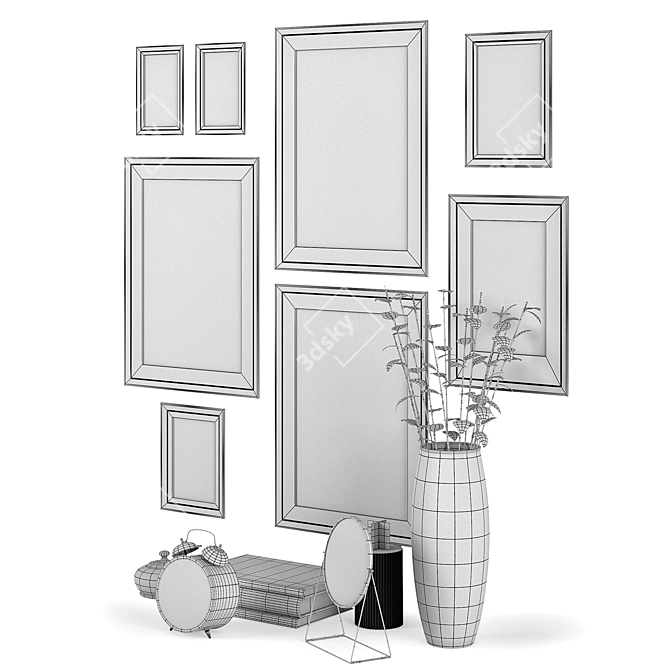 IKEA Decor Set: Clock, Frame, Vase, Candle & Mirror 3D model image 5