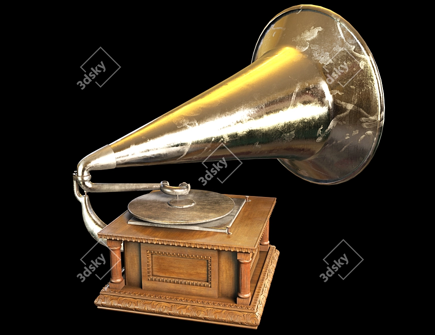 Vintage Gramophone: His Master's Voice 3D model image 2