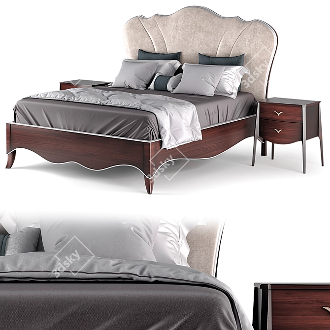 Luxurious Fratelli Barri Rimini Bed & Nightstand 3D model image 1