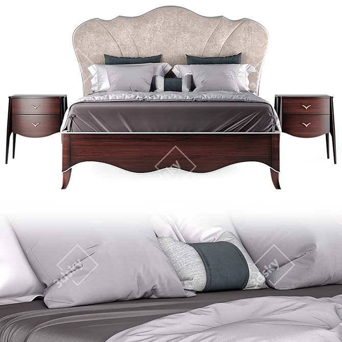 Luxurious Fratelli Barri Rimini Bed & Nightstand 3D model image 2