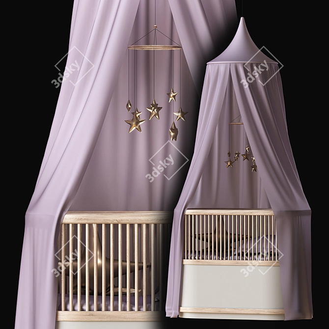 Cot with Canopy: Stylish and Spacious 3D model image 3