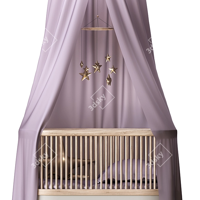Cot with Canopy: Stylish and Spacious 3D model image 4