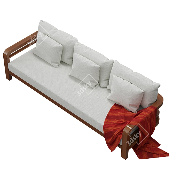 Elegant Mahogany Outdoor Sofa 3D model image 5