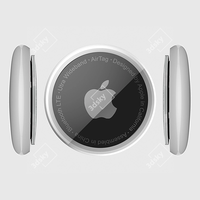 Sleek Apple AirTag: Detailed 3D Model 3D model image 1