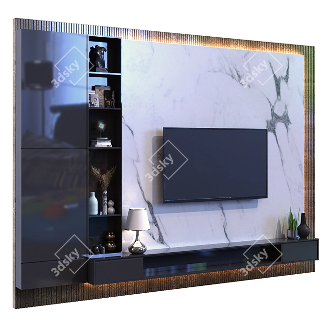 Modern TV Wall Set 018 3D model image 2