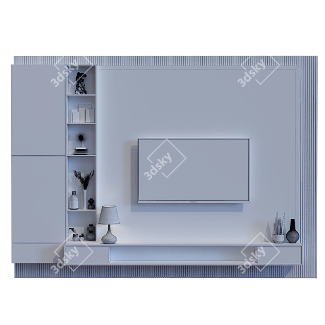 Modern TV Wall Set 018 3D model image 6