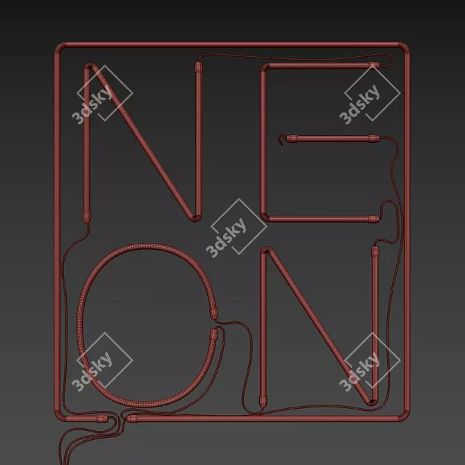 Dynamic Glow: Customizable Neon Sign 3D model image 6