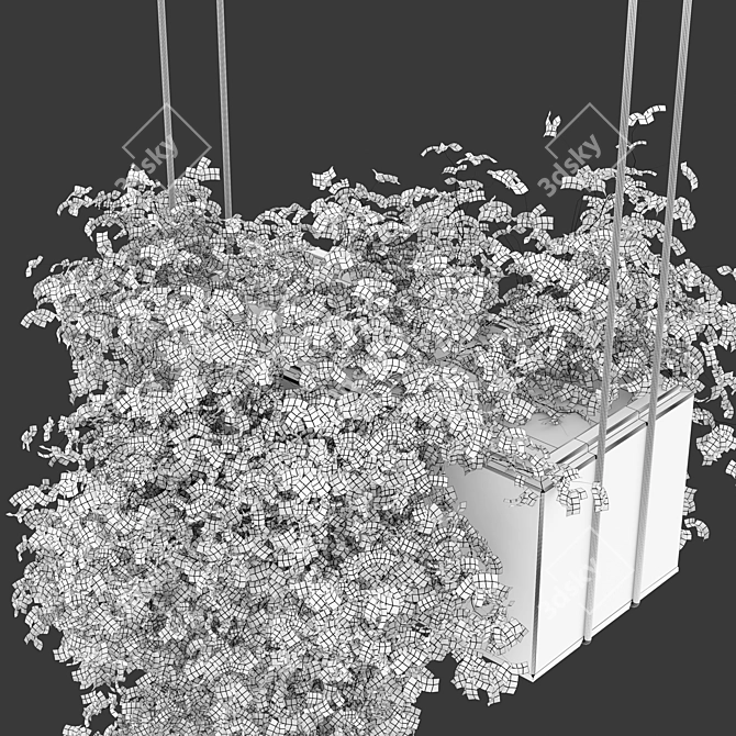 Natural Wood Hanging Plant Holder 3D model image 4
