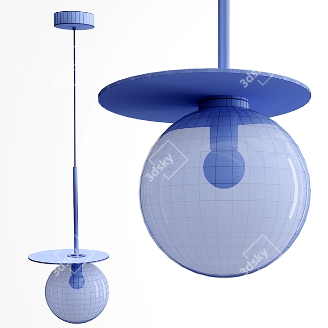 Stylish Glass and Metal Pendant Light 3D model image 3