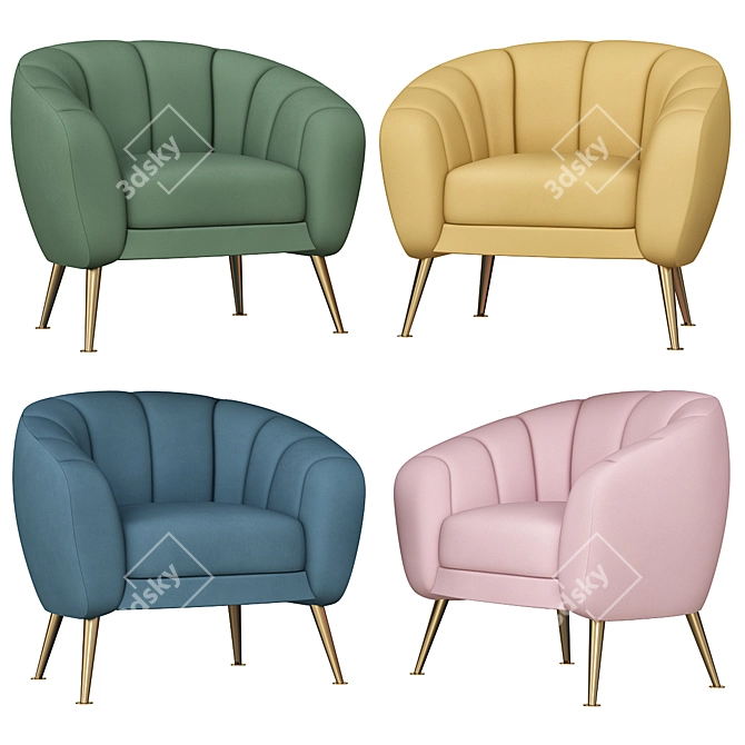 Elegant Primrose Accent Armchair 3D model image 1