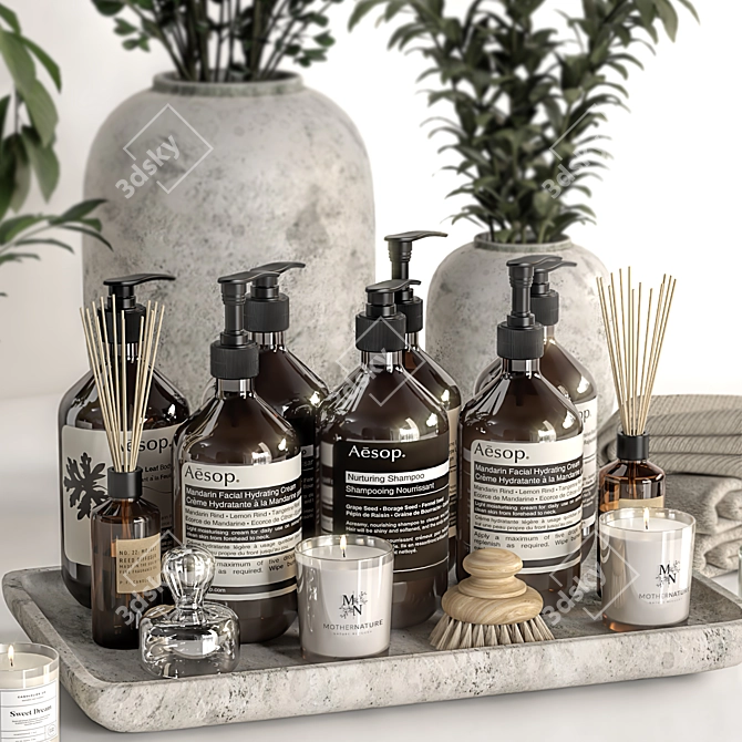 Modern Bathroom Accessories Set 3D model image 2